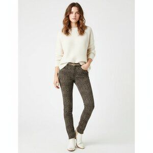 *H&M Skinny Leg Jeans Women's Brown Low Rise 5-Pocket With Abstract Print